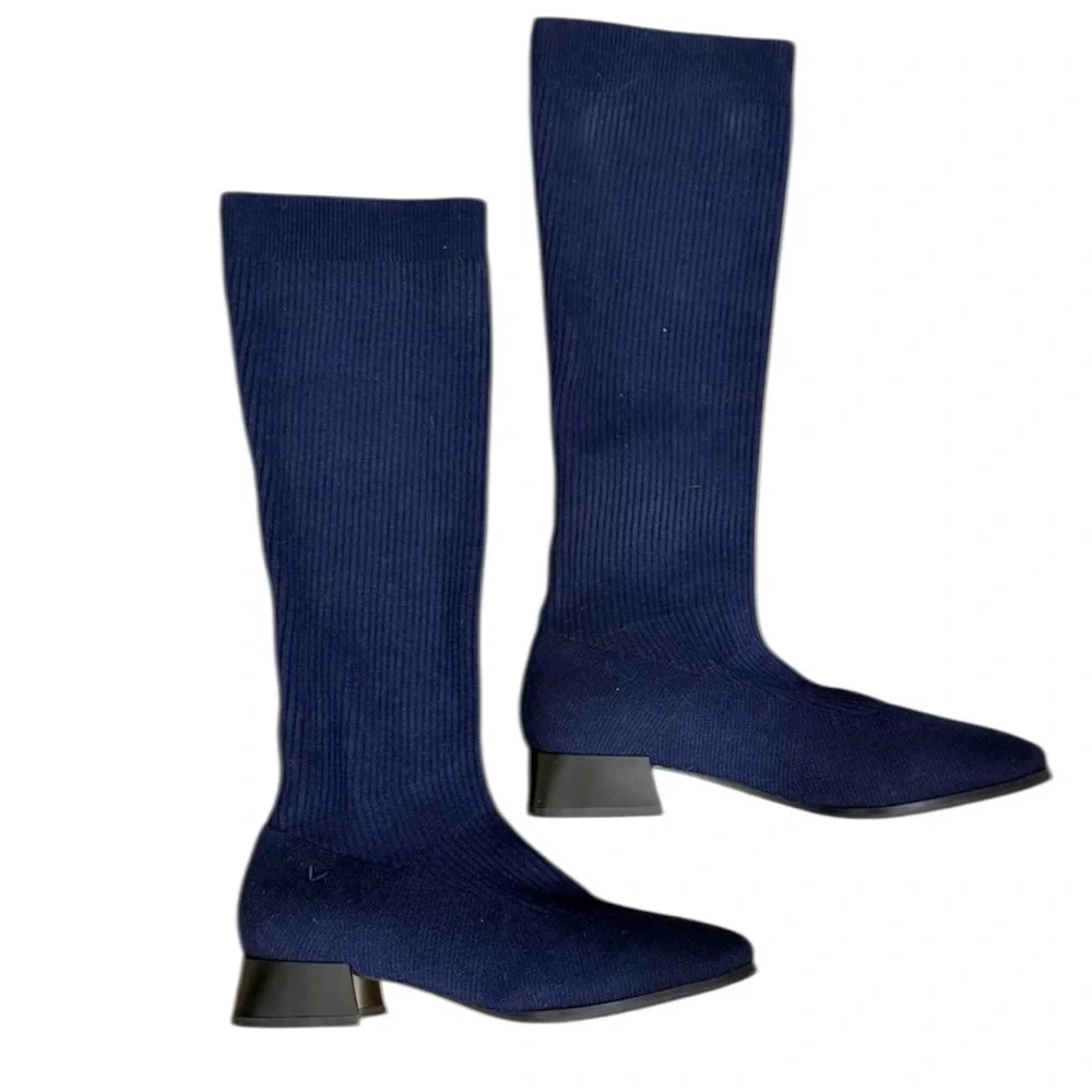VIVAIA Knee High Wool Boots Size 8 EU 39 Navy Blue